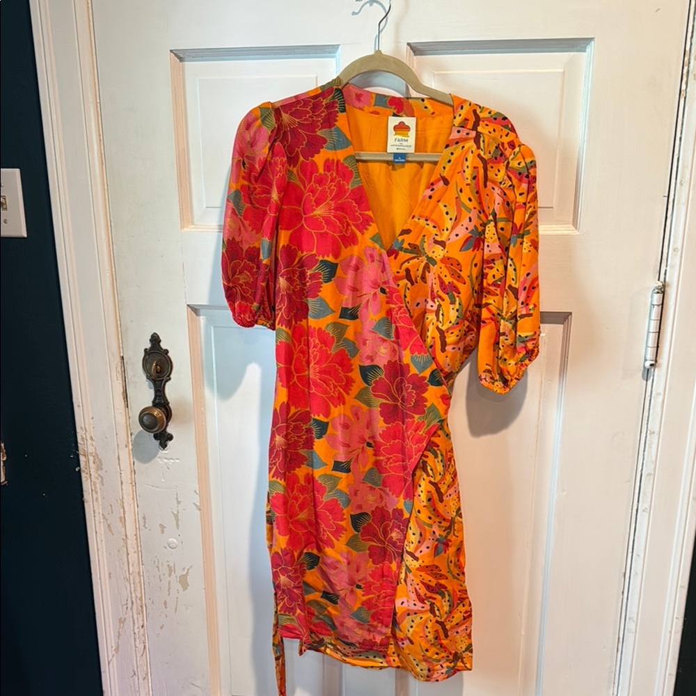 FARM Rio Vibrant Pink and Orange Floral Mini Dress